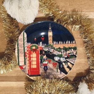 Anthropologie Holiday in the City Dessert Plate 2025 LONDON Stoneware New